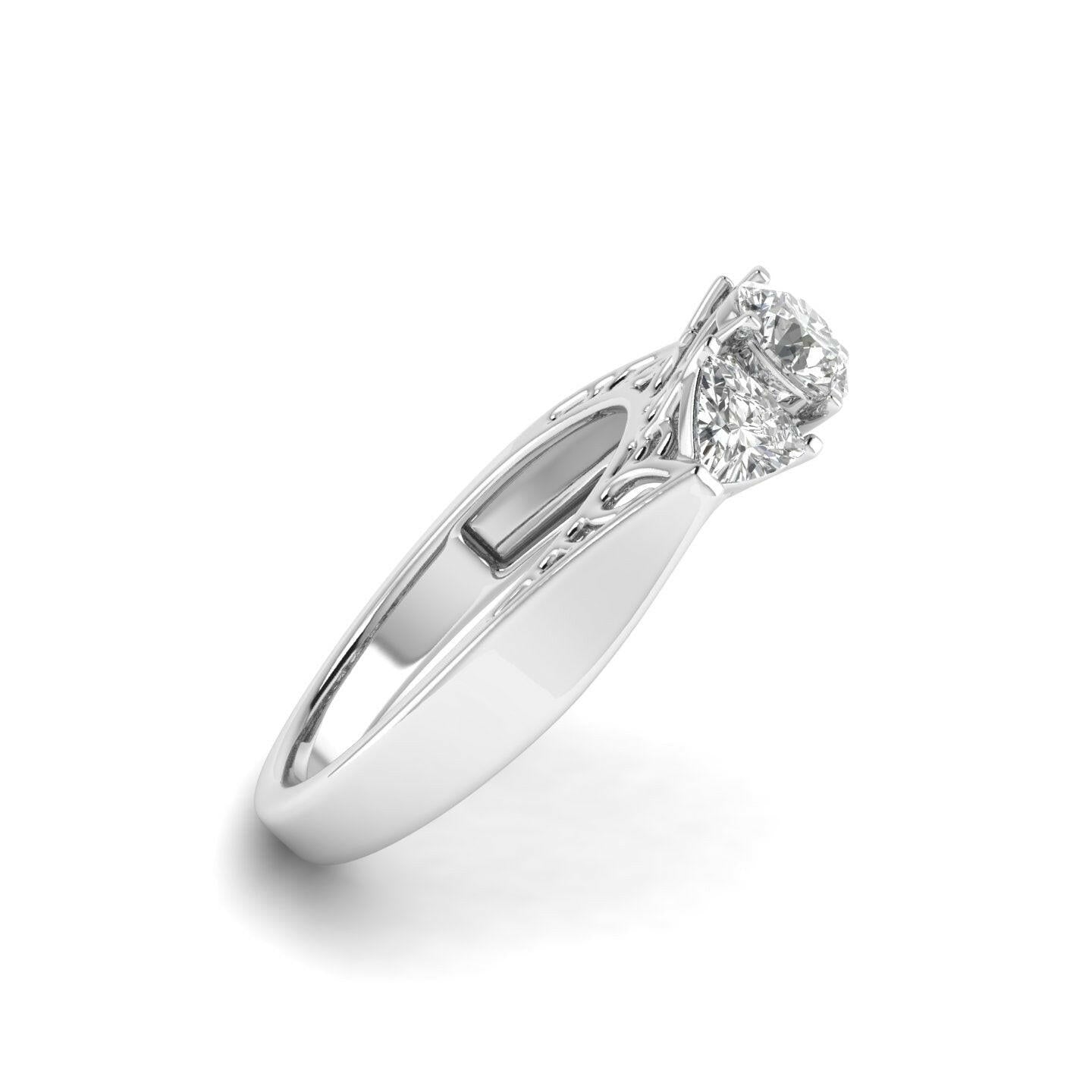 White Gold Studded 1.12 CARAT Lab Grown Diamond Ring-D Color VVS Clarity.
